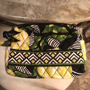 Vera Bradley Green and Yellow Quilted Cosmetic Bag